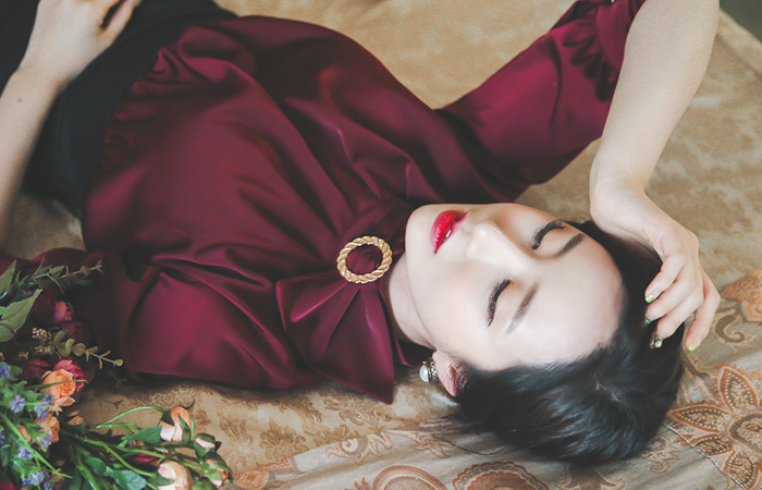 Elegance Gold Ring Scarf Neck Dress