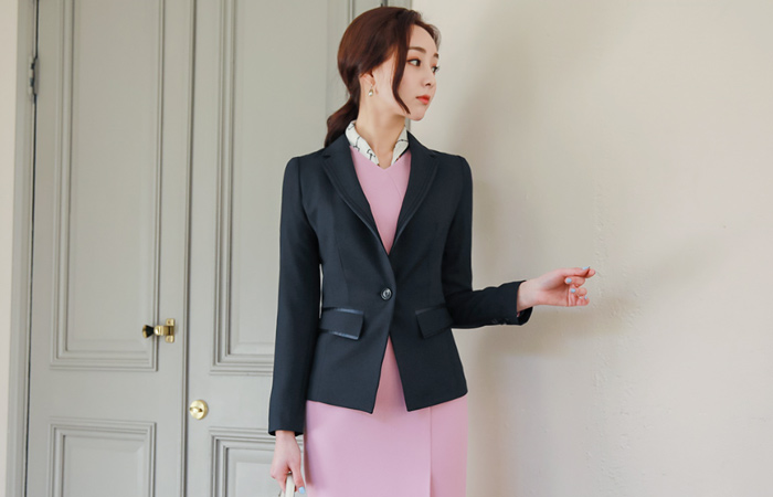 Satin Line One-Button Tailored Jacket