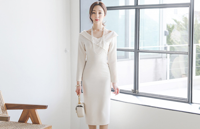 Evening Satin Off Shoulder Span Dress