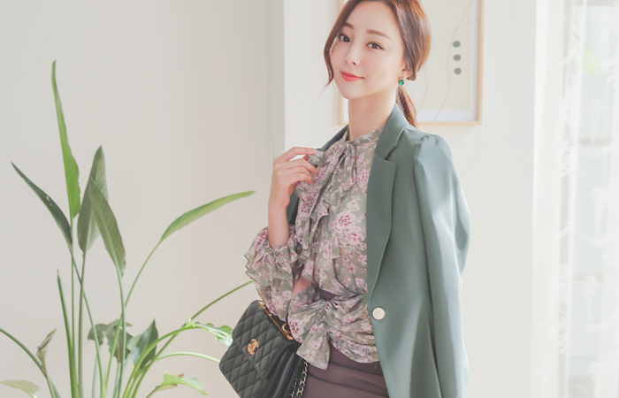 Simple Gold Button Peplum Jacket