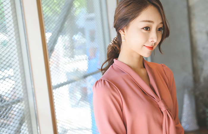 feminine Shawl Tie Blouse