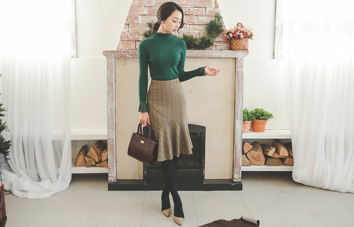 Herringbone incision Mermaid Skirt