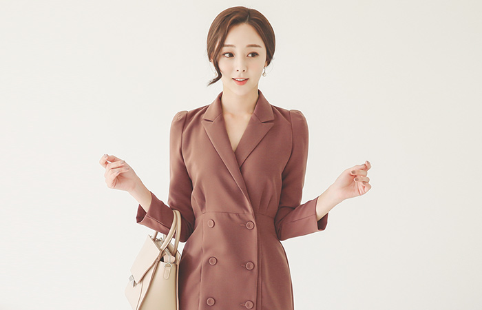 Double-button Slim Pads Hul Dress