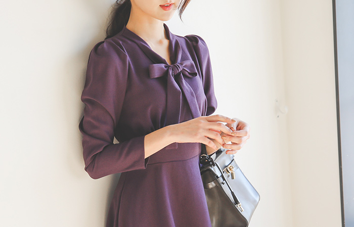 Amur Ribbon Tie Flare Dress