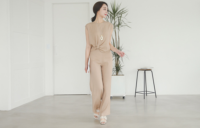 high waist wide Linen Slacks