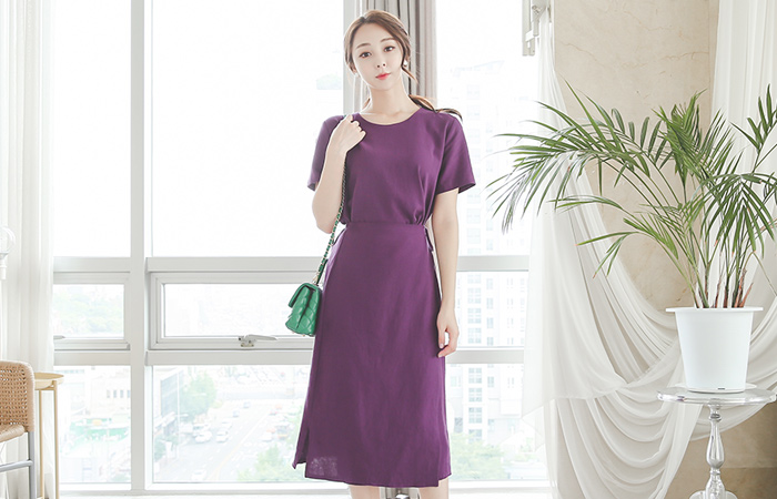 Color Linen Wrap Skirt Dress