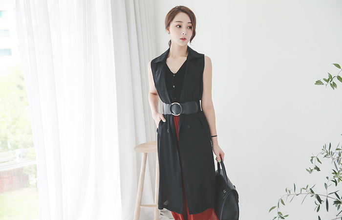 double Trench long jacket Vest