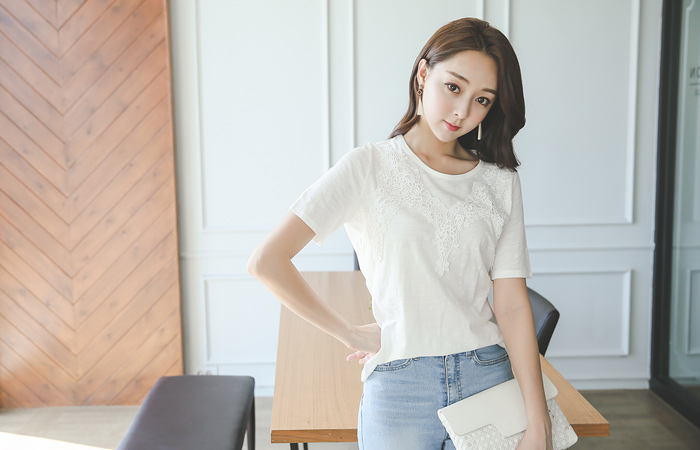 Angel motif cotton slab tee