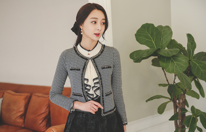 Coco Fringe Tweed Cardigan Jacket