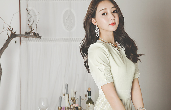 Velvet Pleats Cancan Long Dress