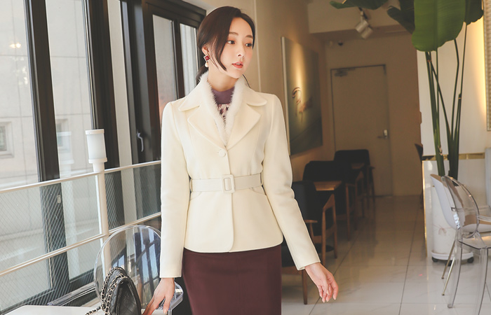 Mink Fur Lining Tailored Wool Jacket