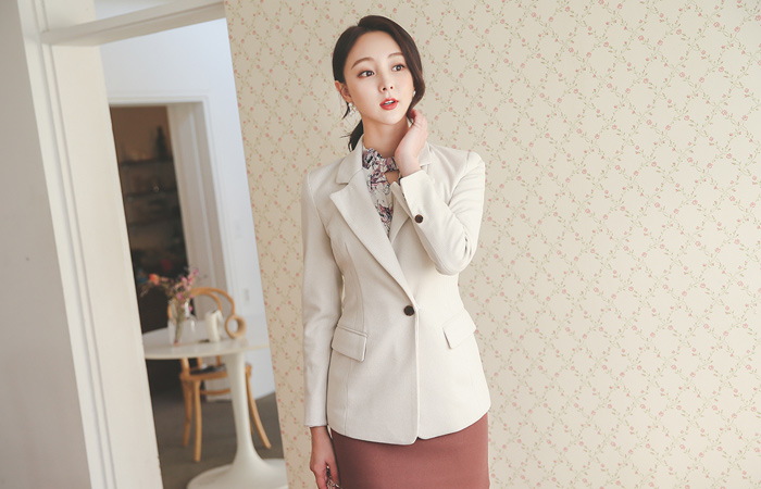 Mono Check Tapping Colored-Sleeves Slim Wool Jacket