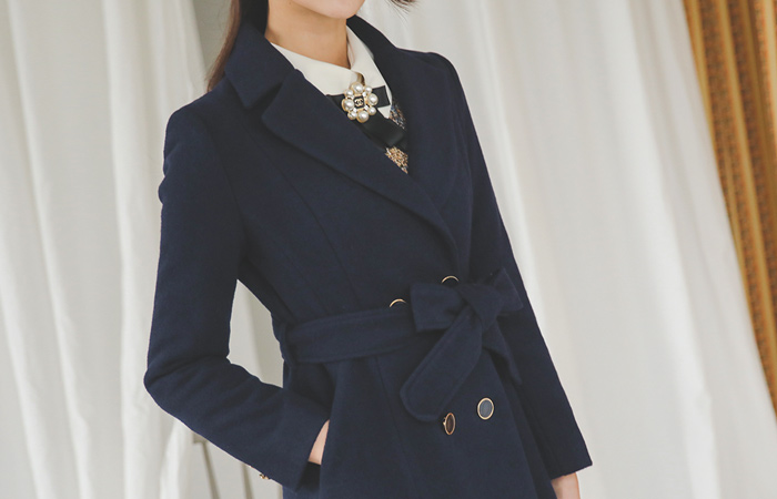 double gold button Aline wool coat