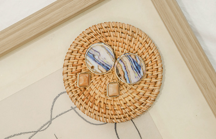 Gold-Ring Shell Drop Earring