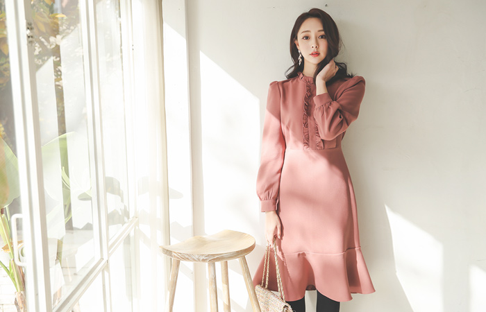 Romantic Frill Neck A-line Dress