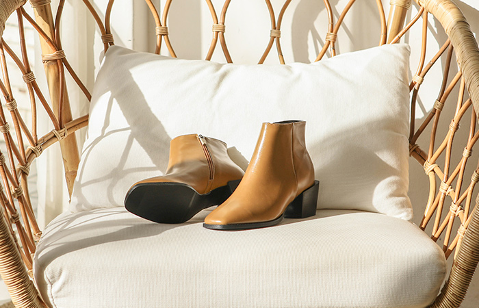 Square Line Black Block Heels Ankle boots