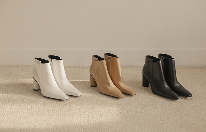 Unbalance Side Rounding Heel Ankle Boots