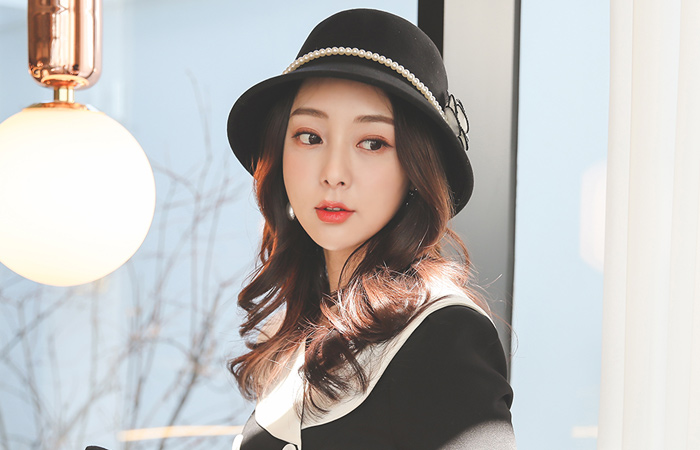 Coco Rose Pearl Trimming Wool Felt Hat