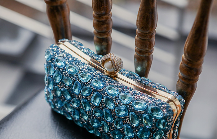 Luxury Aqua Blue Cubic Clutch