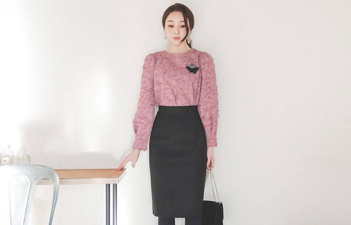 Basic Back Bending Soft Wool Midi Skirt