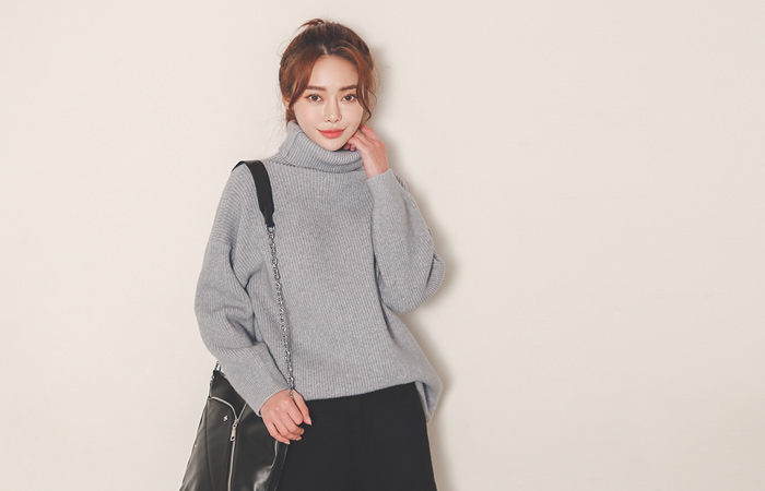 Soft Turtleneck Knit Long Knit