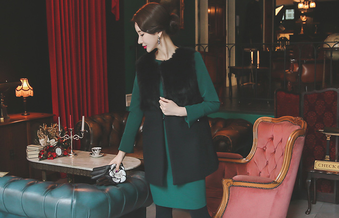 Real Rabbit Fur Harp Wool Vest