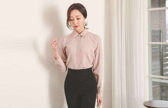 Jane Chiffon Pleats Pearl Blouse
