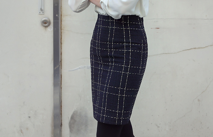Gold Line Tweed Skirt