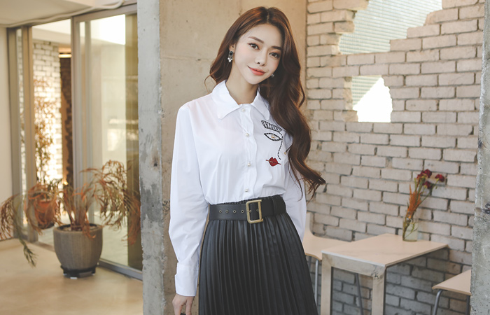 Beads Point Wave Shirt Blouse Ⅱ