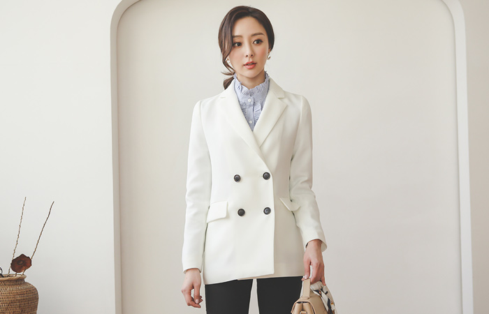 minimal Basic Double-button Tailored Jacket