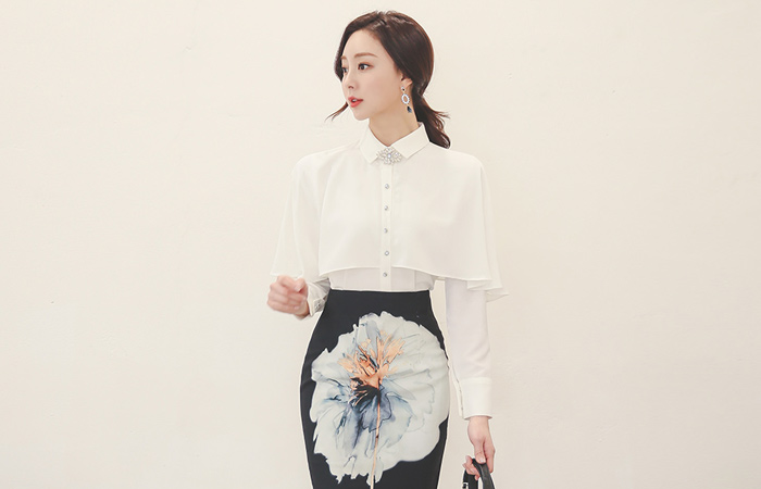 Shine Elegance Cape Blouse