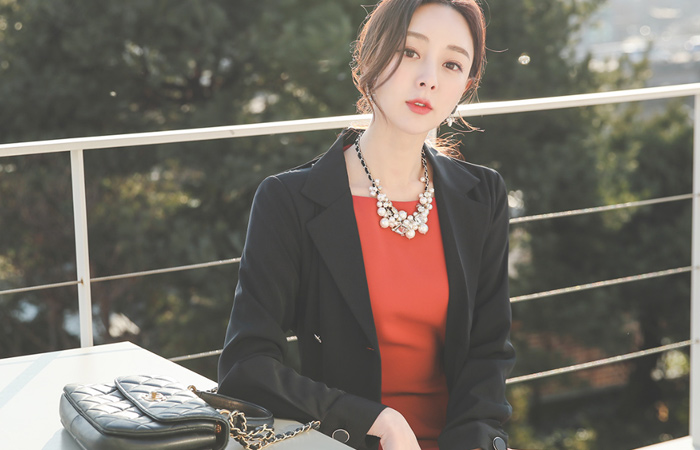 Gold-Ring Double Button Soft Trench Long Jacket