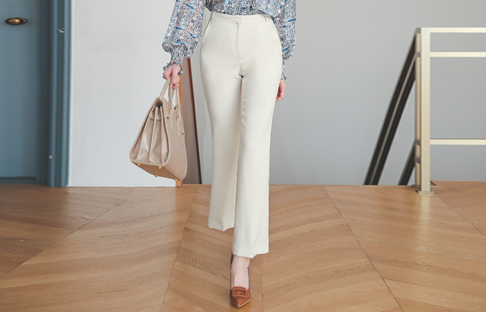 Modern Half-High waist Boot-Cut Span Slacks