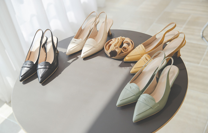 Triangle Strap Sling Backs Loafer-Heel