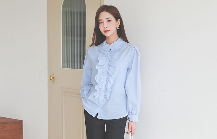 Sein Double Collar Frill Line Shirt Blouse