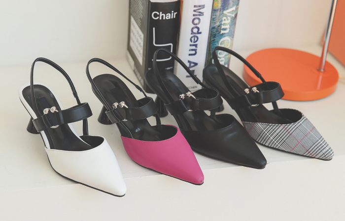 Silver Tip Point Heel Sling Backs Heels