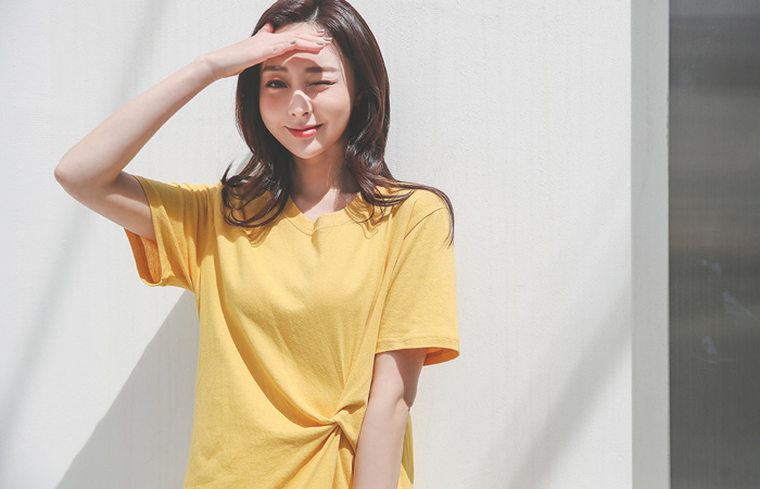 Cotton Twist Side Slit Long Dress