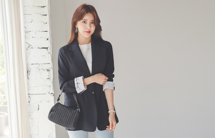 Lettering Stripe Color Combination light Jacket