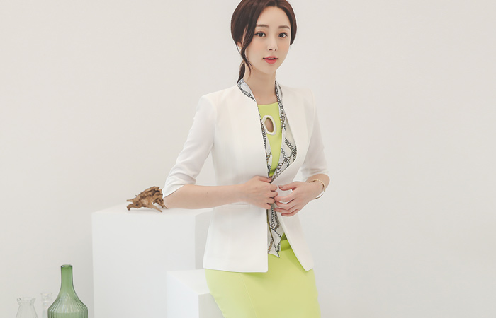 Luxury Chain Scarf No-collar Span Jacket