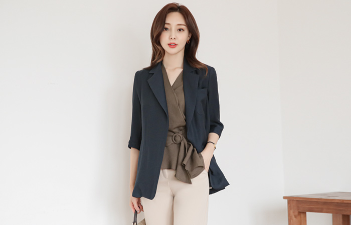 Bokashi Linen Side Belt Jacket