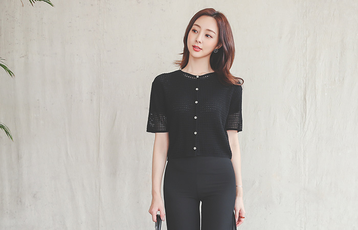 Square Punching Crop Cardigan