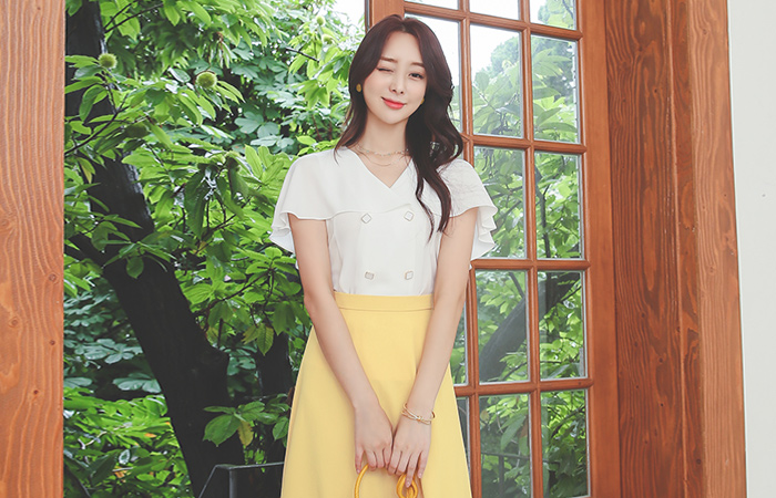 Sailor Cape Diamond Double-button Blouse