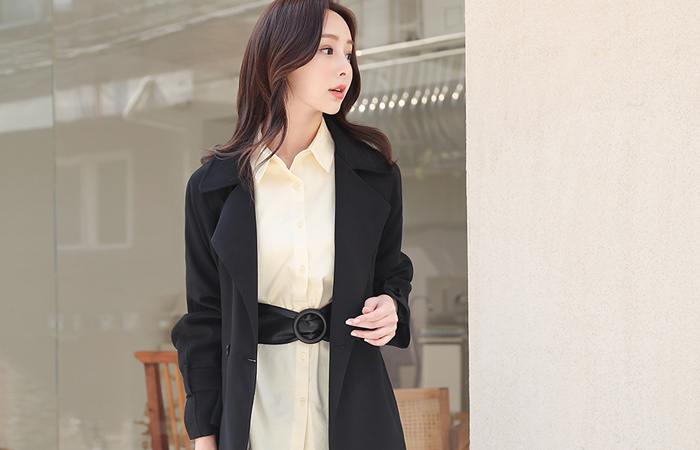 Sleeve Buckle Back Banding Boxy Reglan Trench Coat