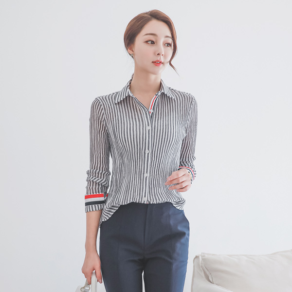 Tom Stripe Wrinkle Cotton Shirt