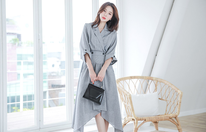 unique unbalance Shirt Lab Dress