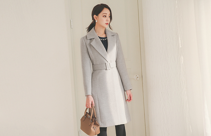 Big Collar Cutting-line Double-button A-line Coat