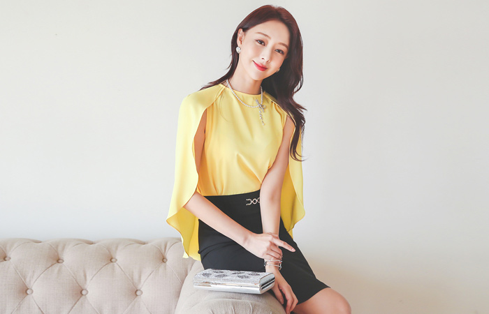 Dressy Cape Vivid Color Blouse