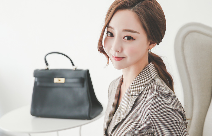 Double-button Hound Check Dress