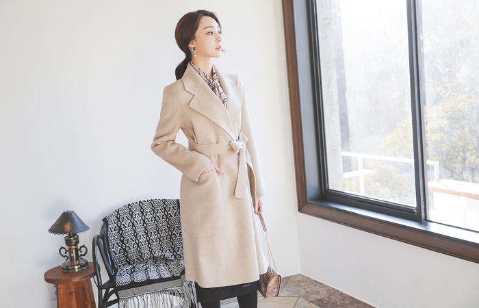Natural Big Pocket Handmade Wool Coat