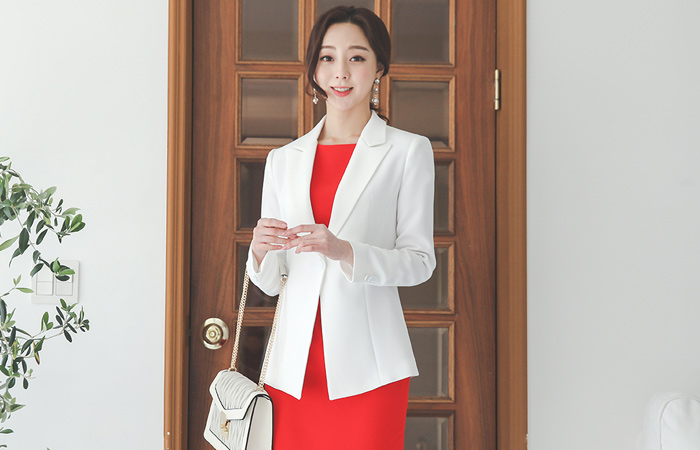 Basic Cutting-line One-Button Tailored Jacket